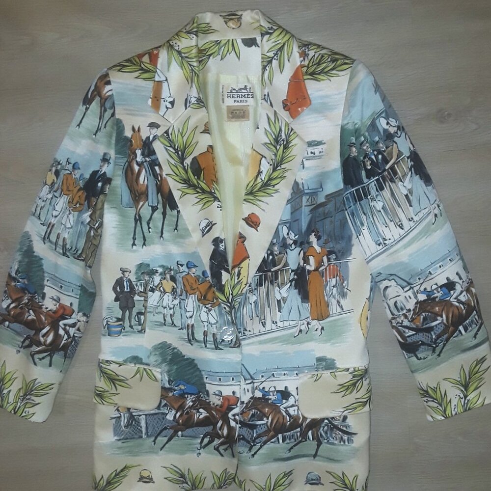 Hermes 'Chantilly' silk blazer size 38 EXTREMELY RARE